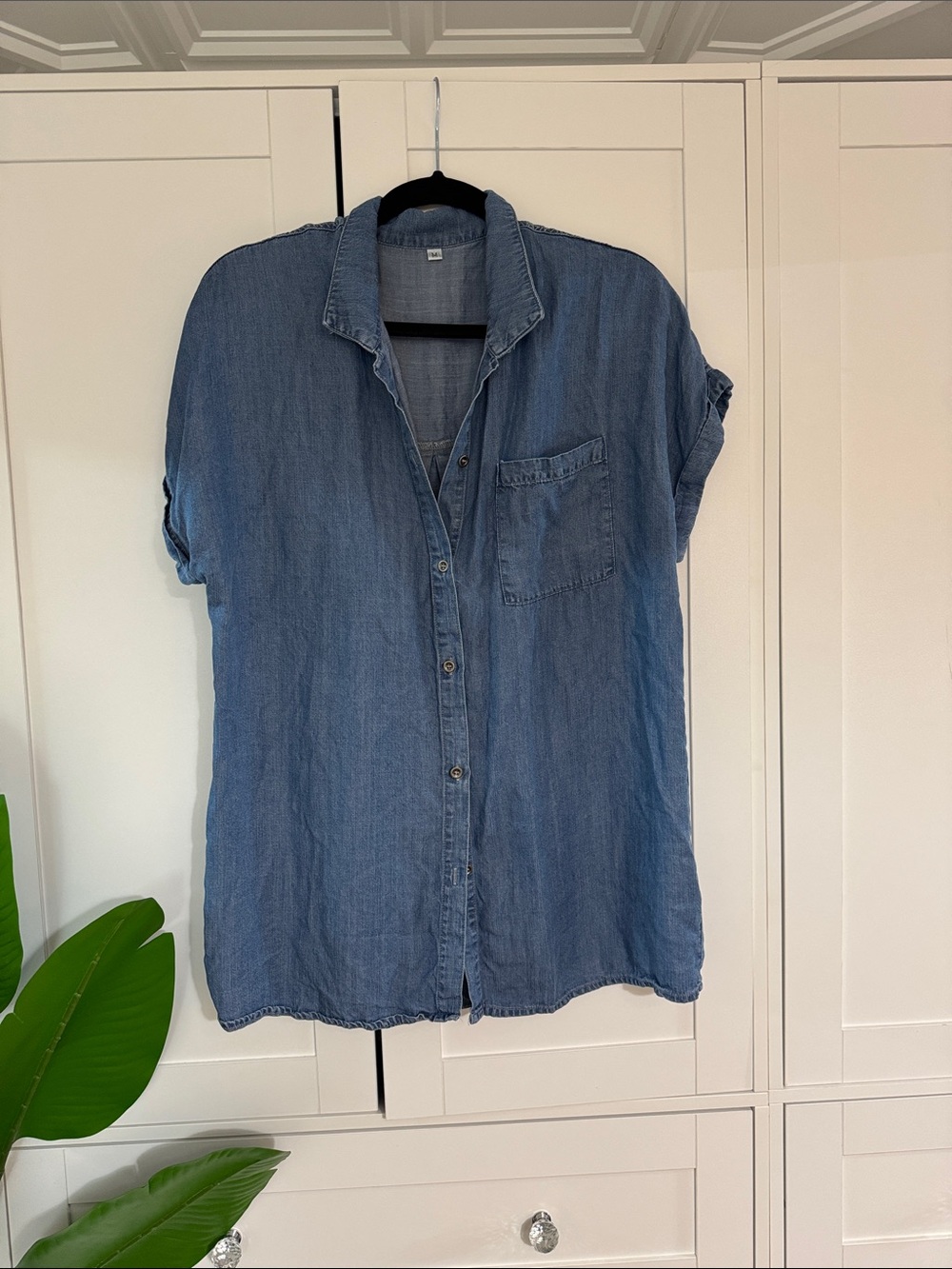 Amazon Women's Blue Denim Button-Down Shirt